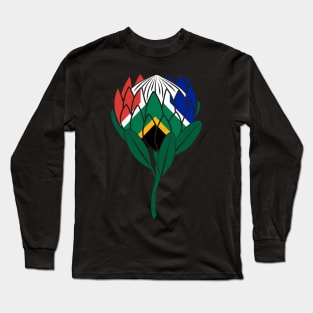 Protea Flower South Africa Flag | Classic Symbol | Howzit Hello Long Sleeve T-Shirt